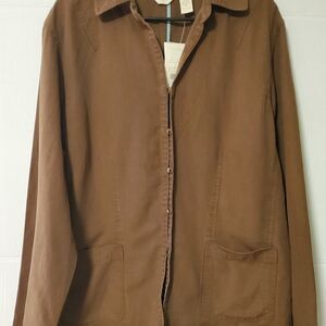 J Jill Button Up Shirt Jacket Blazer Women Dark Brown Size XLarge NWT